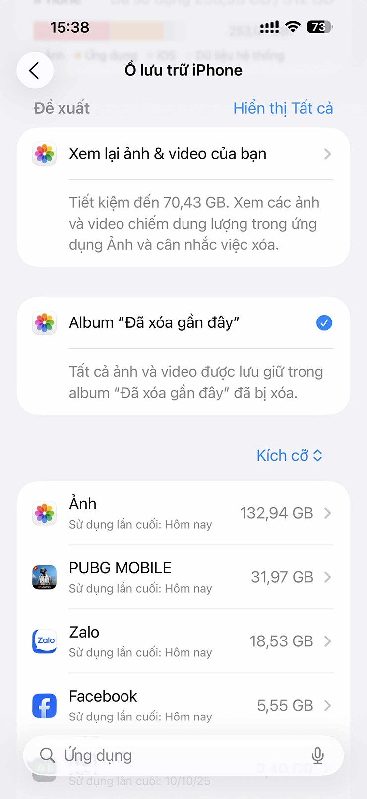 Các nội dung trên iPhone sẽ đầy&nbsp;lên theo năm tháng,&nbsp;đặc biệt nếu hay cài đặt game hoặc chụp ảnh/quay phim.