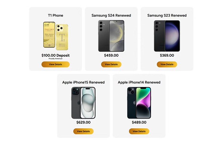 Trong khi đó, Trump Mobile lại bày bán các mẫu điện thoại tân trang với giá cao hơn cả Amazon.