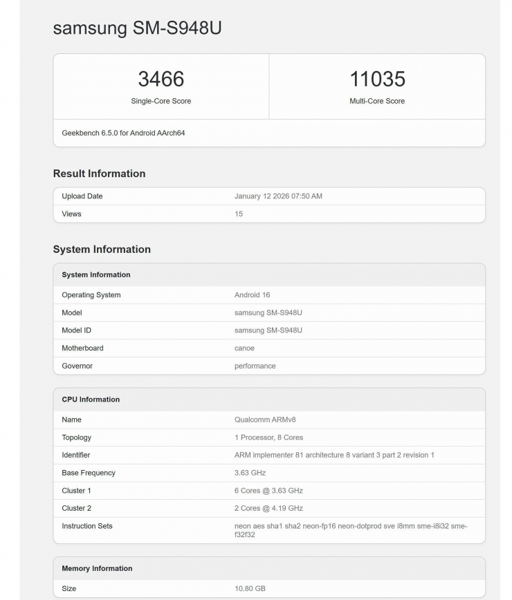 Một phiên bản Galaxy S26 Ultra với xung nhịp thấp hơn đã xuất hiện trên Geekbench. Ảnh: Ice Universe
