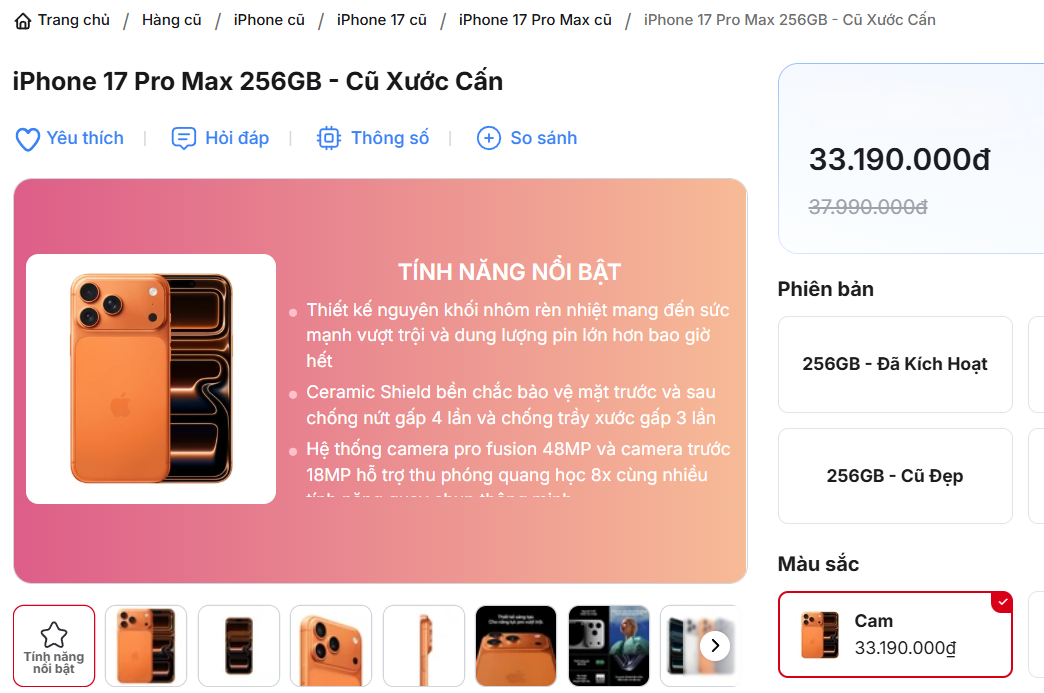 iPhone 17 Pro Max cũ đang có giá tốt hơn tiền triệu so với máy mới.