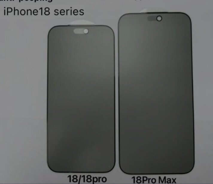 Những hình ảnh dán màn hình đồn đoán của iPhone 18 Pro.