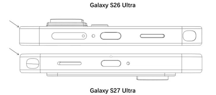 So sánh khung viền của Galaxy S26 Ultra và S27 Ultra.