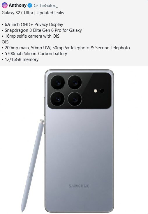 Tin đồn về Galaxy S27 Ultra.