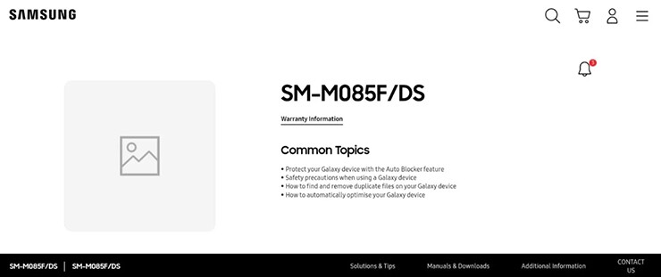 Galaxy M08 và F08 xuất hiện trên trang hỗ trợ của Samsung.